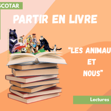 Pile de livres et animaux