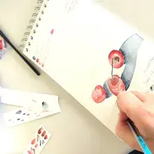 Aquarelle d'après nature et en salle : des cerises