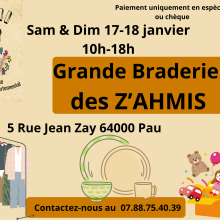 Ce week-end à Pau, fais de bonnes affaires… et une bonne action ! L’association AHMI – Aide Humaine et du Motard Interdépartemental organise la Grande Braderie des Z’AHMIS