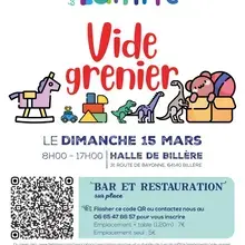 Affiche présentant le vide grenier avec des jouets