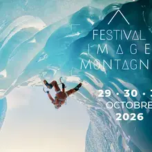 affiche de la 37e édition du festival image montagne, représentant un escaladeur de glace