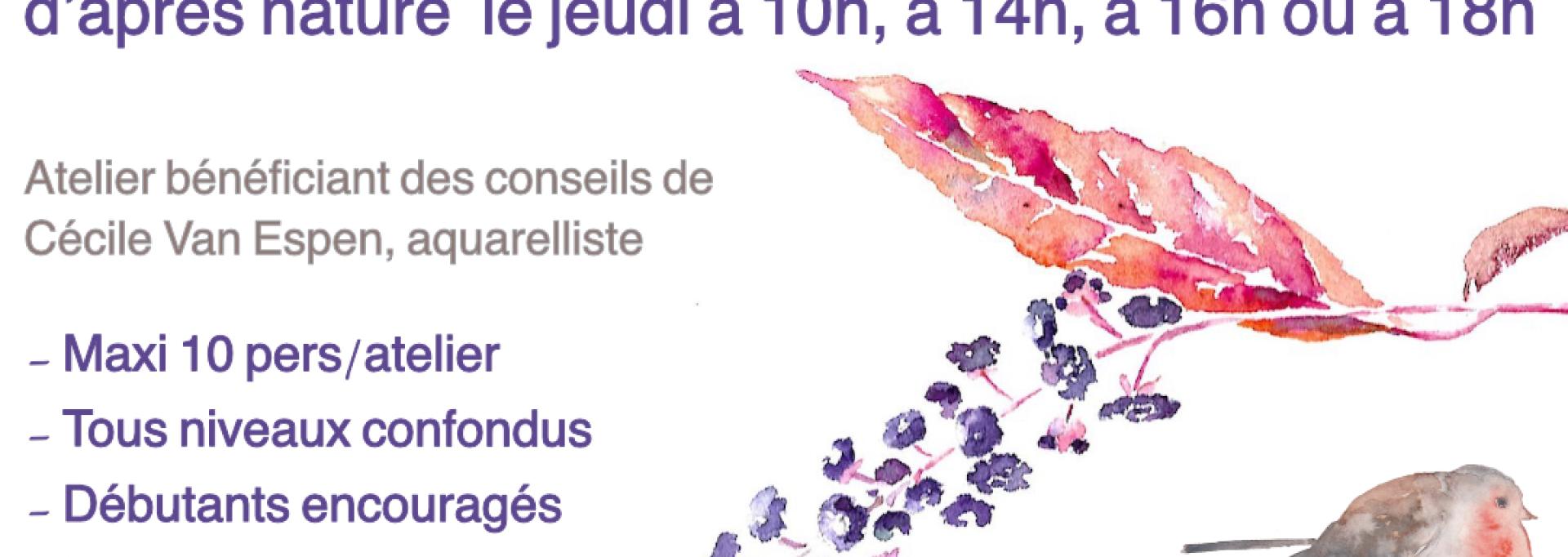 Visuel des ateliers aquarelle en salle de Lescar