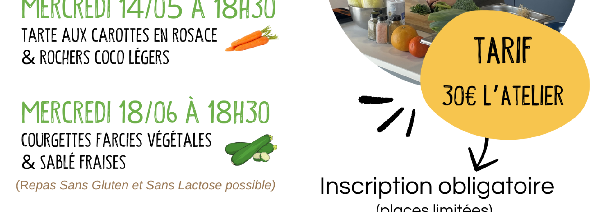 Ateliers de cuisine végétarienne pour une cuisine saine, goûteuse, de saison et facile à reproduire à la maison