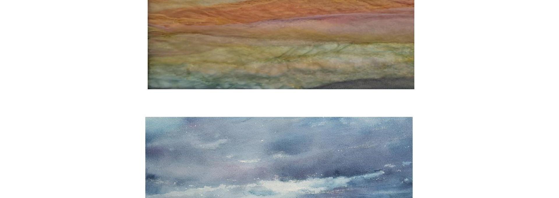 Deux artistes pour deux démarches poétiques: aquarelles et art textile expriment les sensations colorées des fleurs et des paysages.