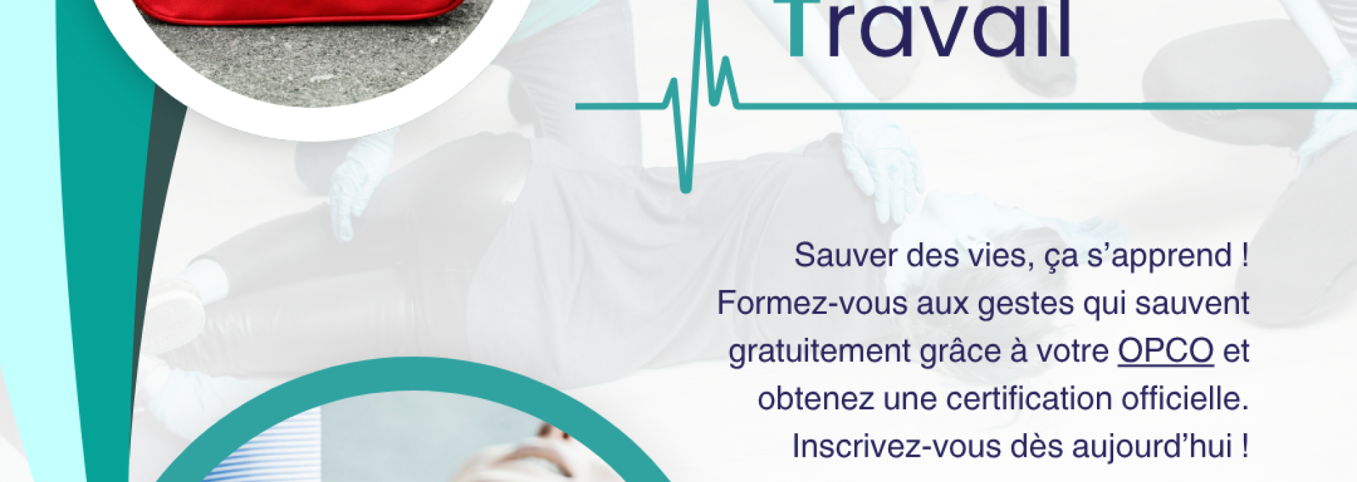 Affiche pour s'inscrire à la Formation Initiale Sauveteur Secouriste du Travail (SST) Session de 2 jours les 26 et 27 janvier 2026, organisée à Pau (3 Place Laherrère, 64000).  Cette affiche met en avant l’importance de se former aux gestes qui sauvent, en présentant une formation certifiante SST accessible via les OPCO. Elle indique les informations clés : dates, lieu, contact, et modalités d’inscription, avec une mise en page claire, des visuels évocateurs (trousse de secours, gestes de réanimation...)