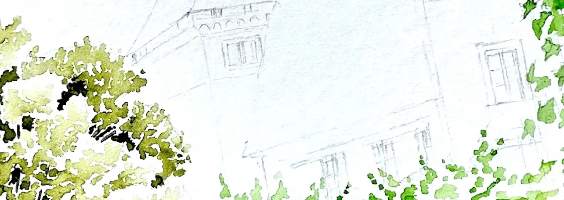 Aquarelle en cours du château de Pau