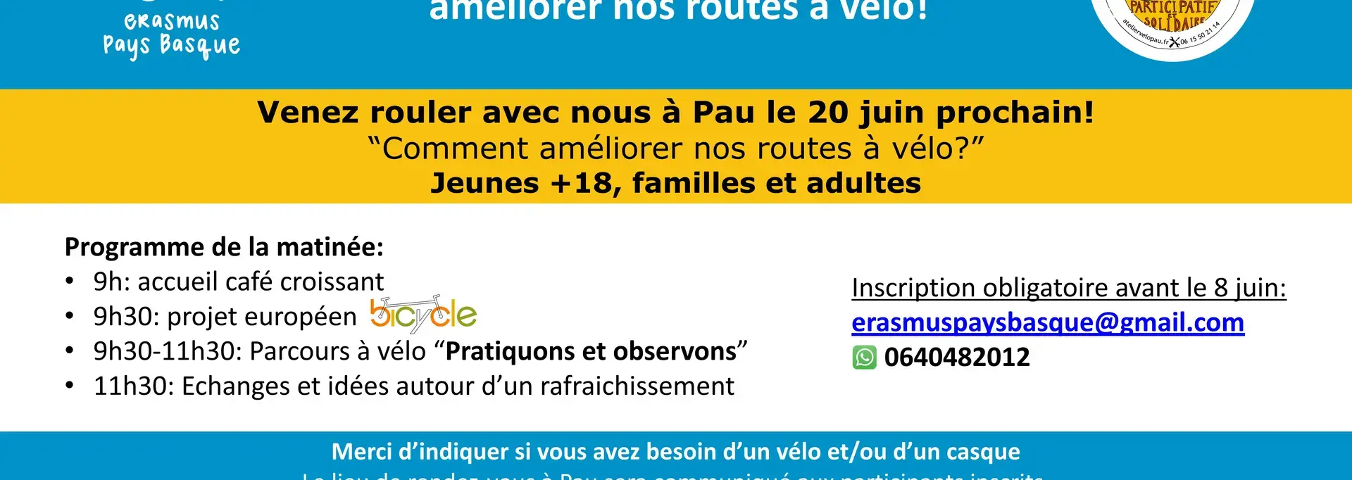 Matinée de Vélo à Pau le 20 juin