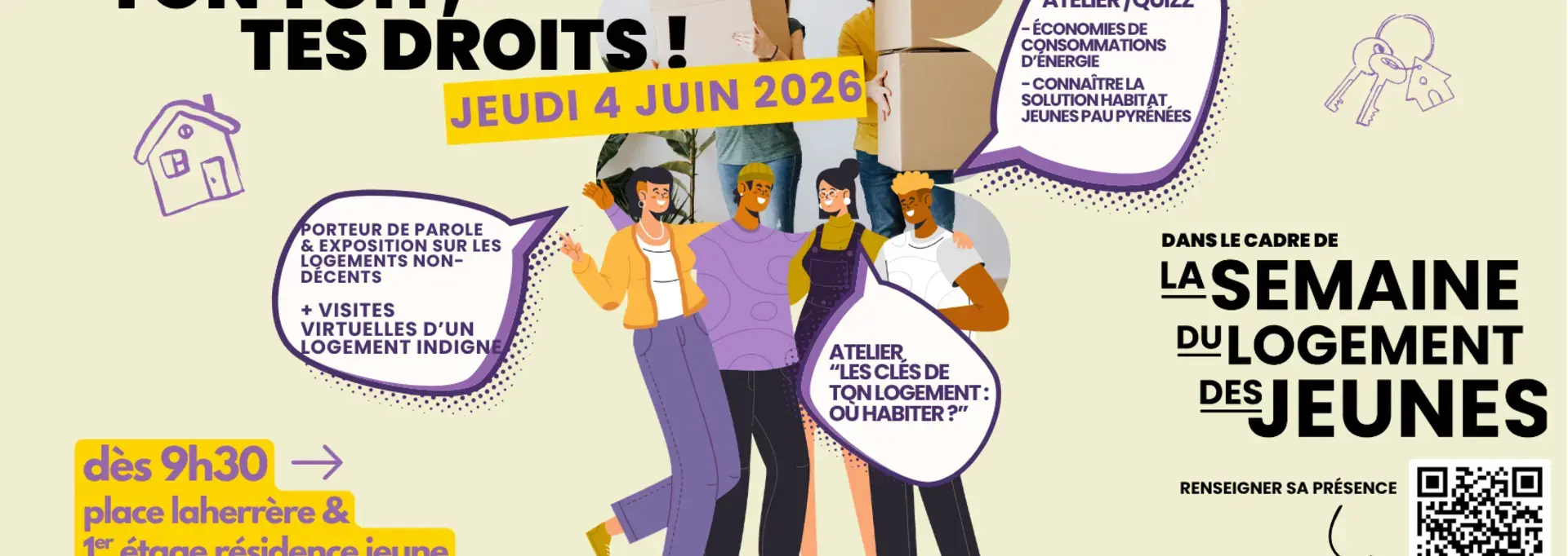 Affiche : Ton toit, tes droits ! Le 4 juin place Laherrère