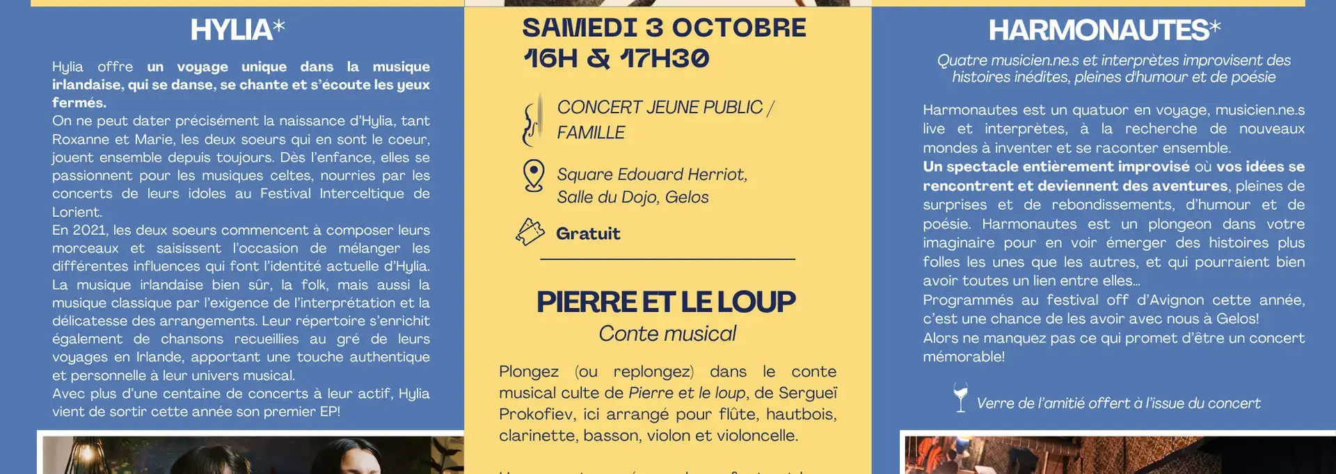 Programmation détaillée des concerts du festival Gelos en Musiques 2026