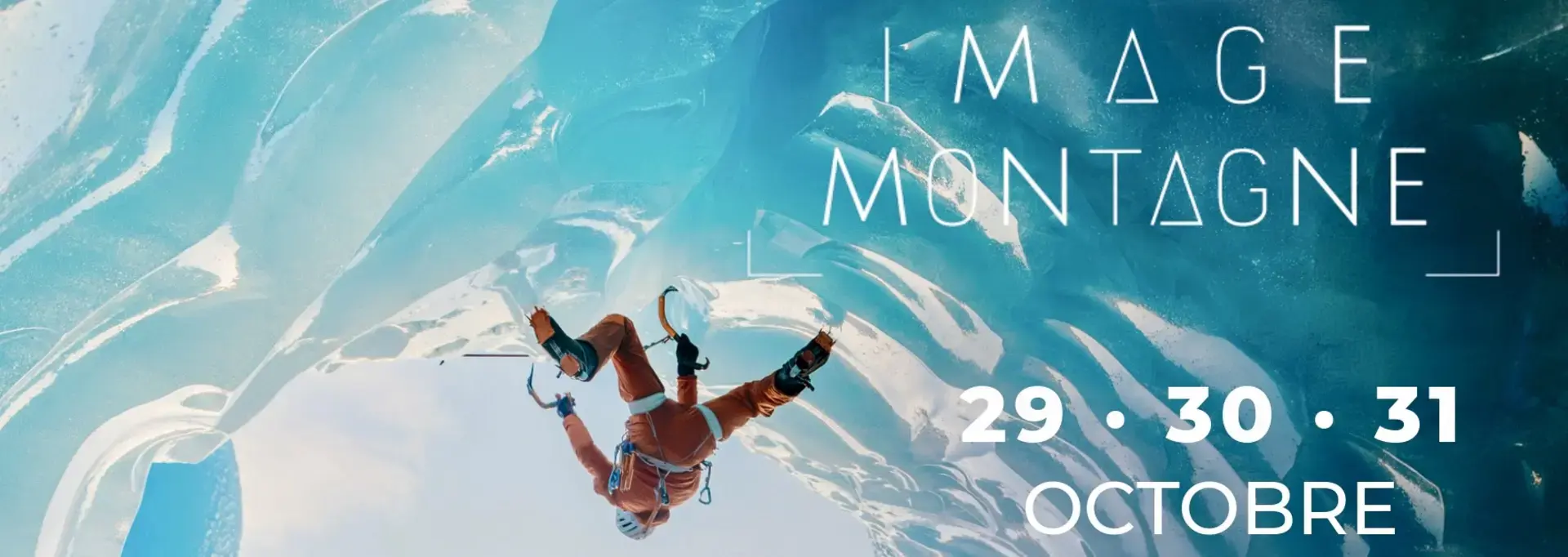 affiche de la 37e édition du festival image montagne, représentant un escaladeur de glace