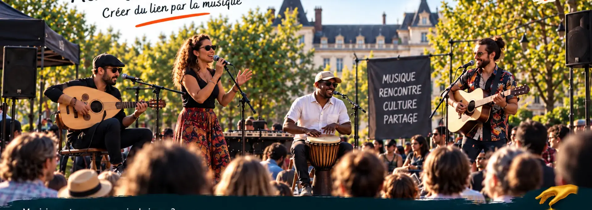 Affiche Pau’se Music : scène ouverte de musiques du monde, samedi 24 octobre 2026, place Laherrère à Pau. Buvette à 14 h, musique à 15 h. Entrée gratuite.