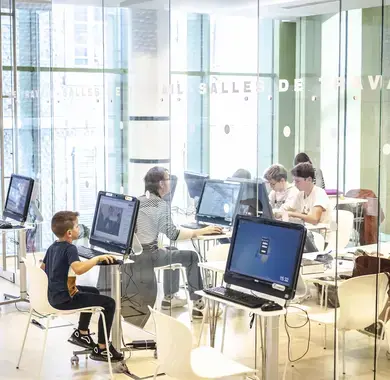 Un cours d'informatique à la bibliothèque André Labarrère 