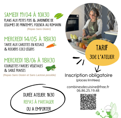 Ateliers de cuisine végétarienne pour une cuisine saine, goûteuse, de saison et facile à reproduire à la maison