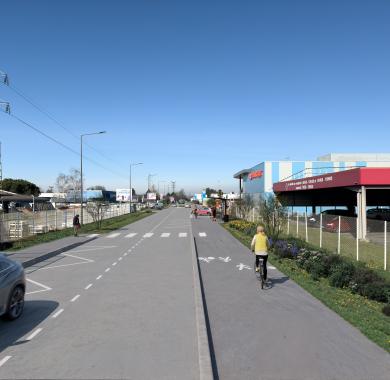 Avenue Marie André Ampère sur la commune de Lons et Lescar : perspective 
