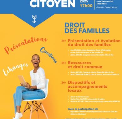 La ville propose aux Palois une réunion d'information sur le DROIT DES FAMILLES à la Maison des citoyens d'Ousse des Bois le 3 juin à 17h
