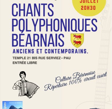 Chants polyphoniques béarnais le 30 Juillet au Temple rue Serviez à 20h30