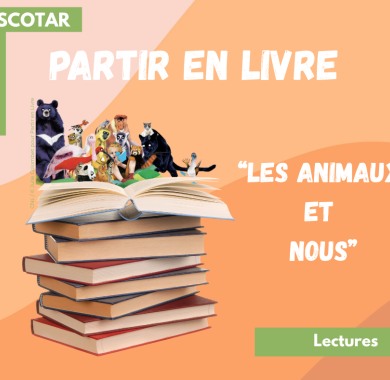 Pile de livres et animaux