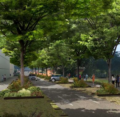 La rue Saint-John-Perse : perspective travaux