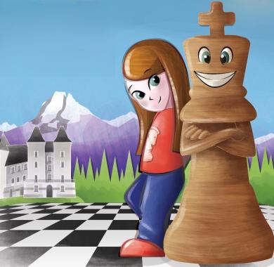 Figurine de roi et jeune joueuse