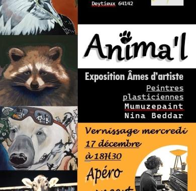 Affiche de l'exposition de peinture "Anima'l"