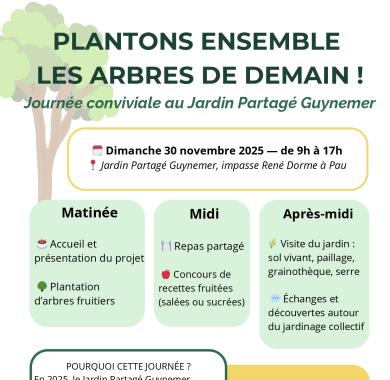 Jardin Partagé Guynemer 30 novembre : journée conviviale et plantation d'arbres fruitiers