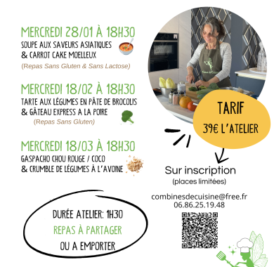 Atelier de cuisine végétarienne pour une cuisine saine, goûteuse, de saison et facile à reproduire à la maison