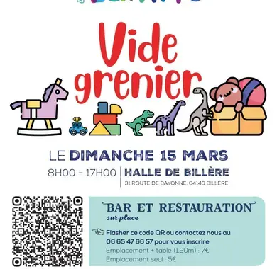 Affiche présentant le vide grenier avec des jouets
