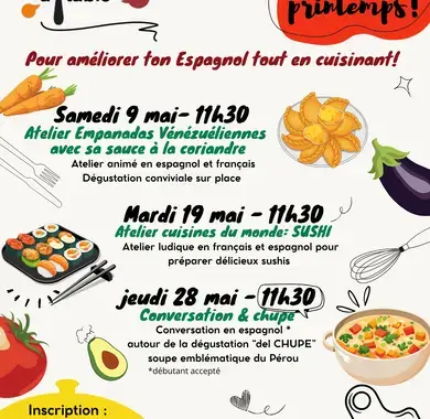 Mardi 19 mai - 11h30 Atelier cuisines du monde: SUSHI