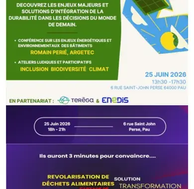 Conférence, ateliers et pitch sur les innovations pensées autour du développement durable... VENEZ LES ENCOURAGER