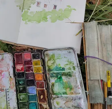 Dans le parc du château de Pau, appréciez la peinture à l'aquarelle en plein air