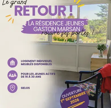Affiche Réouverture résidence Jeunes Actifs Gaston Marsan - GELOS