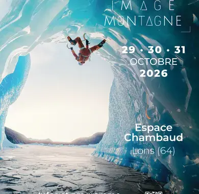 affiche de la 37e édition du festival image montagne, représentant un escaladeur de glace