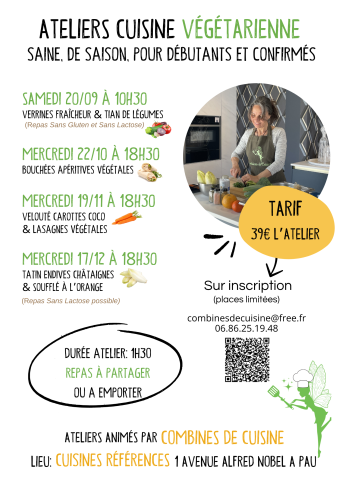 Ateliers de cuisine végétarienne pour une cuisine saine, goûteuse, de saison et facile à reproduire à la maison