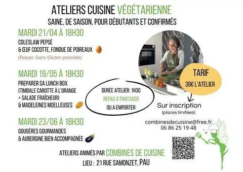 Atelier de cuisine végétarienne pour une cuisine saine, goûteuse, de saison et facile à reproduire à la maison