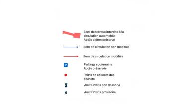 Travaux : légende de la carte du boulevard des Pyrénées