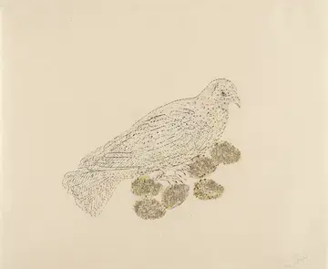 Dessin d'un oiseau aux crayons de cire et à minec créé par Kiki Smith
