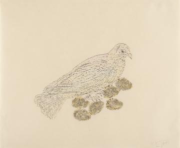 Dessin d'un oiseau aux crayons de cire et à minec créé par Kiki Smith