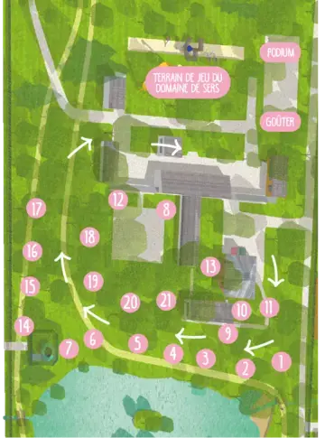 Plan du domaine de Sers et des stands de la fête du périscolaire